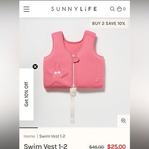 Sunnylife Swim Vest - Pink 1-2